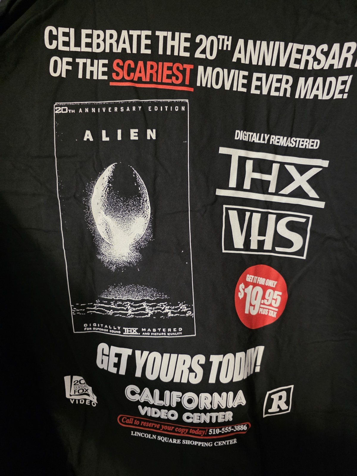 Rucking Fotten Alien 20th Anniversary T-Shirt Double Sided Shirt XL VERY RARE
