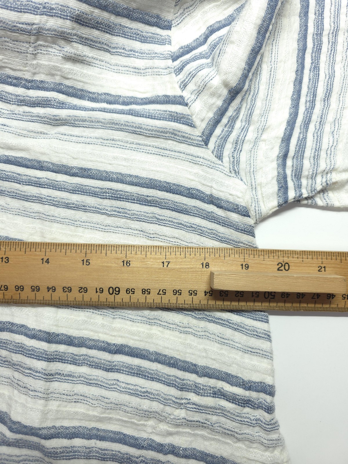 Sahara Jacket Large White Blue Stripe Linen Cotton Collared Lightweight Unlined