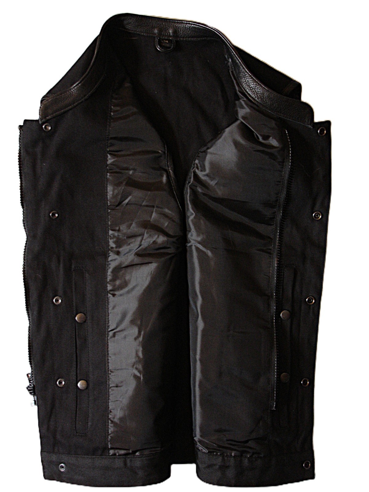 The Gun Pocket dm21689 Men Denim Black Vest Size Medium Conceal Carry NWT