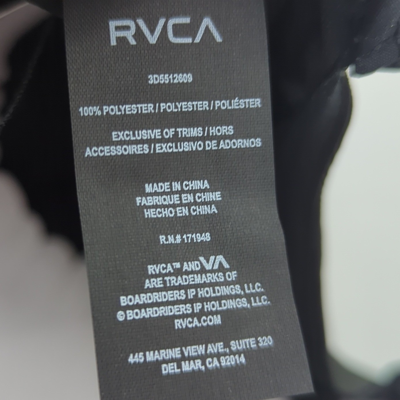 RVCA Off Grid Snapback Hat Black Rope Detail Flat Brim Cap 3D5512609 NEW