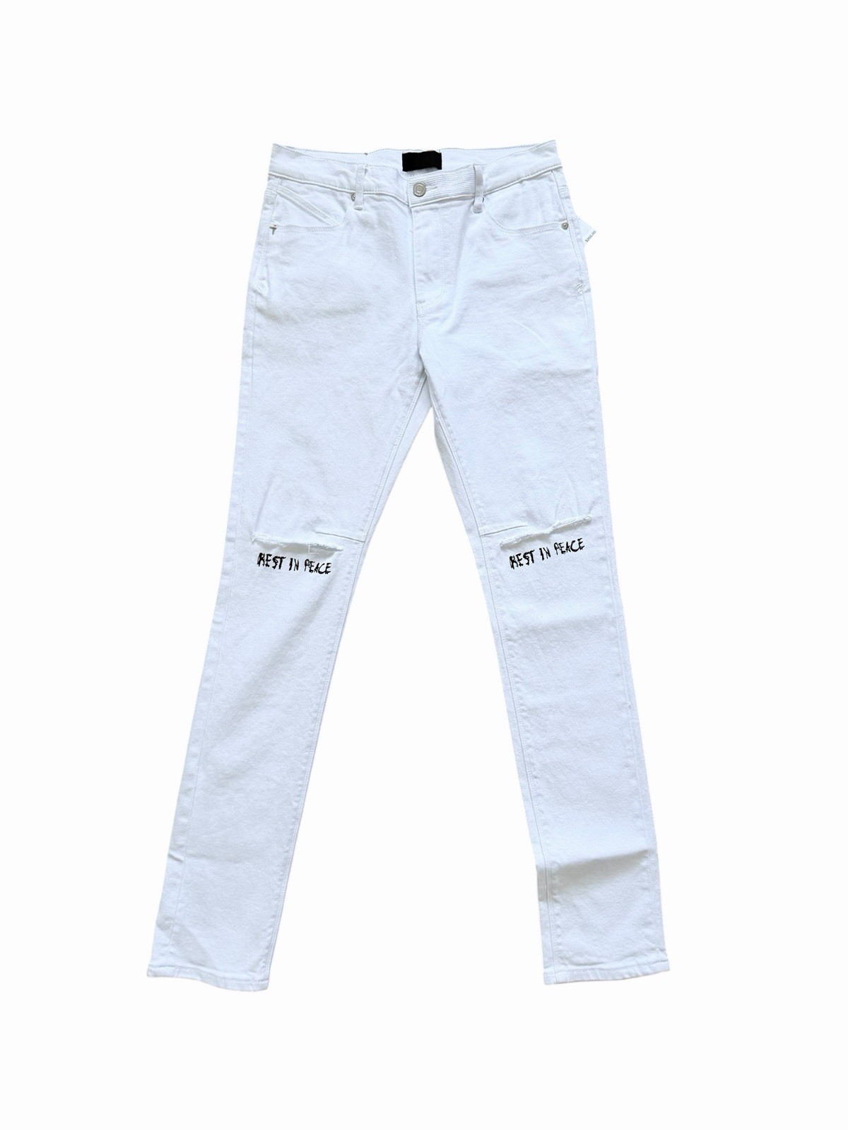 RtA Mens Bryant Distressed Stretch Skinny Jeans White $265 Size 30/32