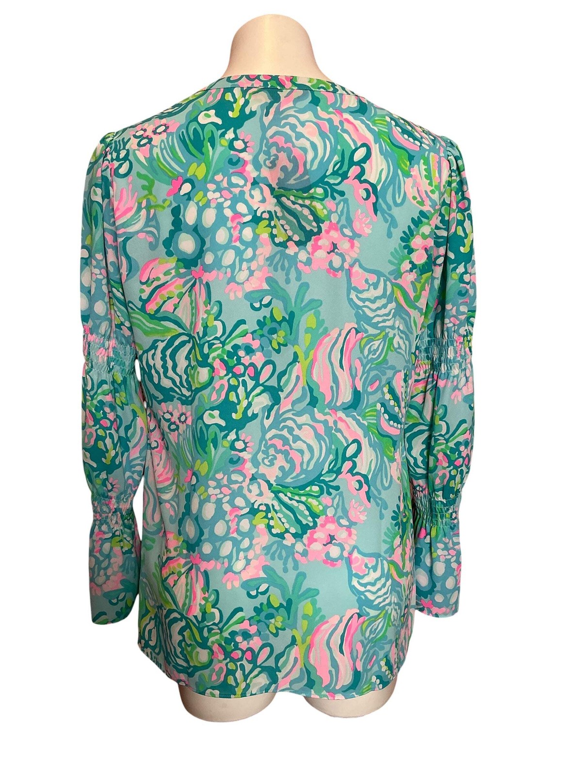 Lilly Pulitzer Maritza Top Aqua La Vista Blue Ibiza – Size M