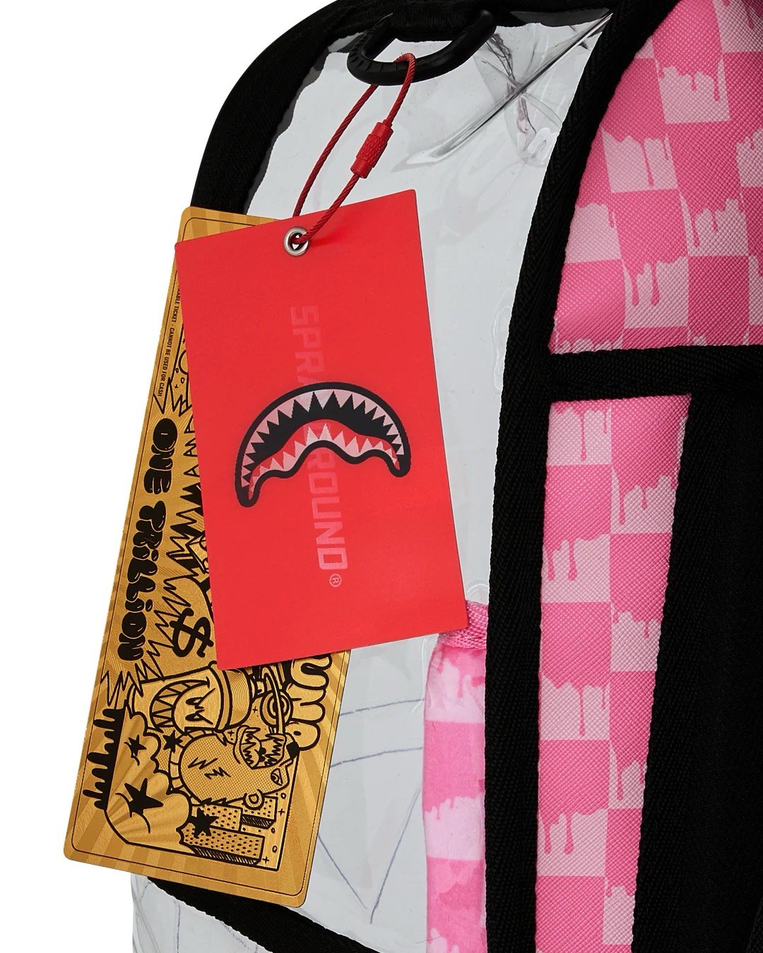 Sprayground Pink Drip Clear Backpack PVC Transparent Bookbag School Bag New