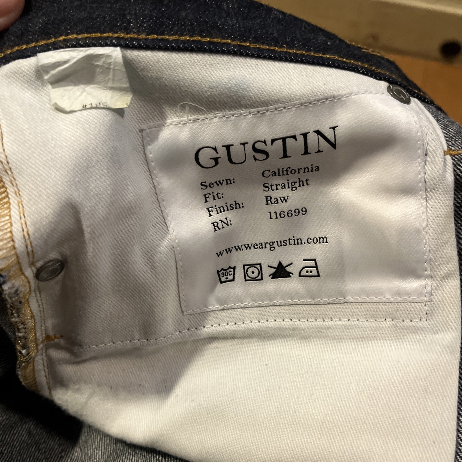 Gustin Raw Selvedge Denim Jeans Mens 33 Straight Fit Dark Indigo Made in USA