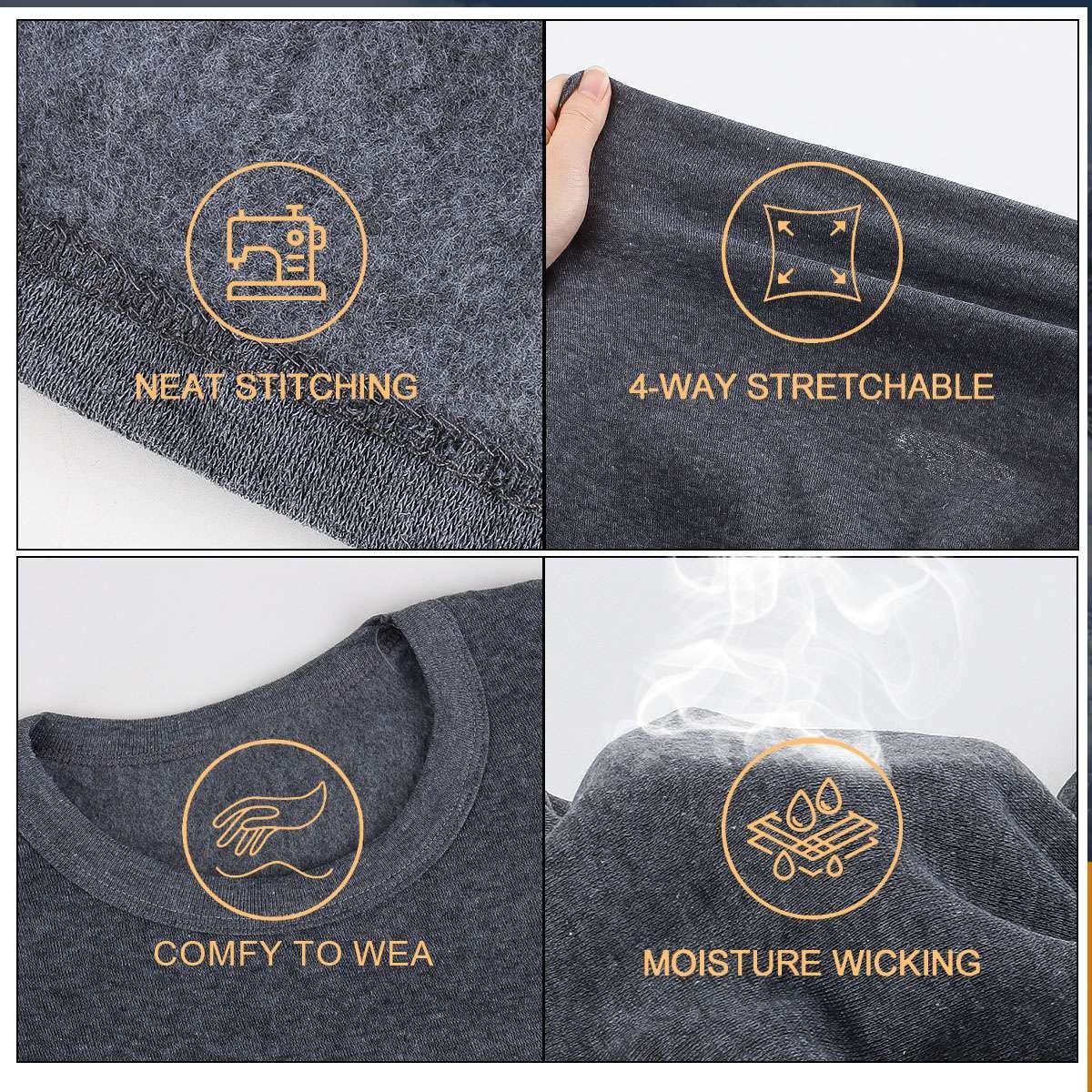 Mens Winter Ultra-Soft Fleece Lined Thermal Top & Bottom Long John Underwear Set