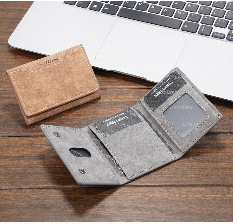 Men Slim Wallet Trifold PU Leather Front Pocket Credit Card Holder Handbag Purse