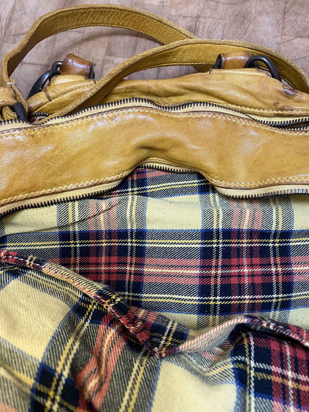 Benheart Sissi Custom Single Handle Italian Leather Purse Buffalo Plaid Lining
