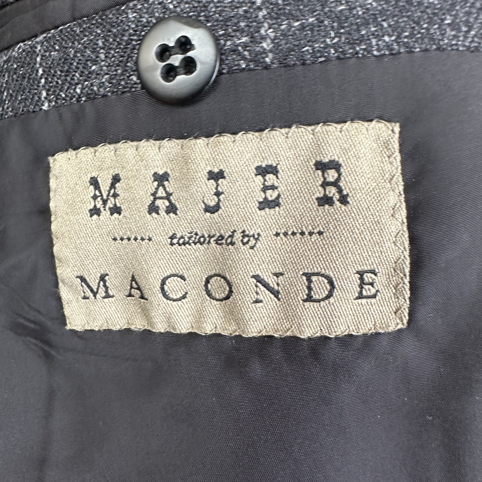 Majer Blazer Mens 44R Gray Windowpane 2 Button Silk Linen Wool Canvased Jacket