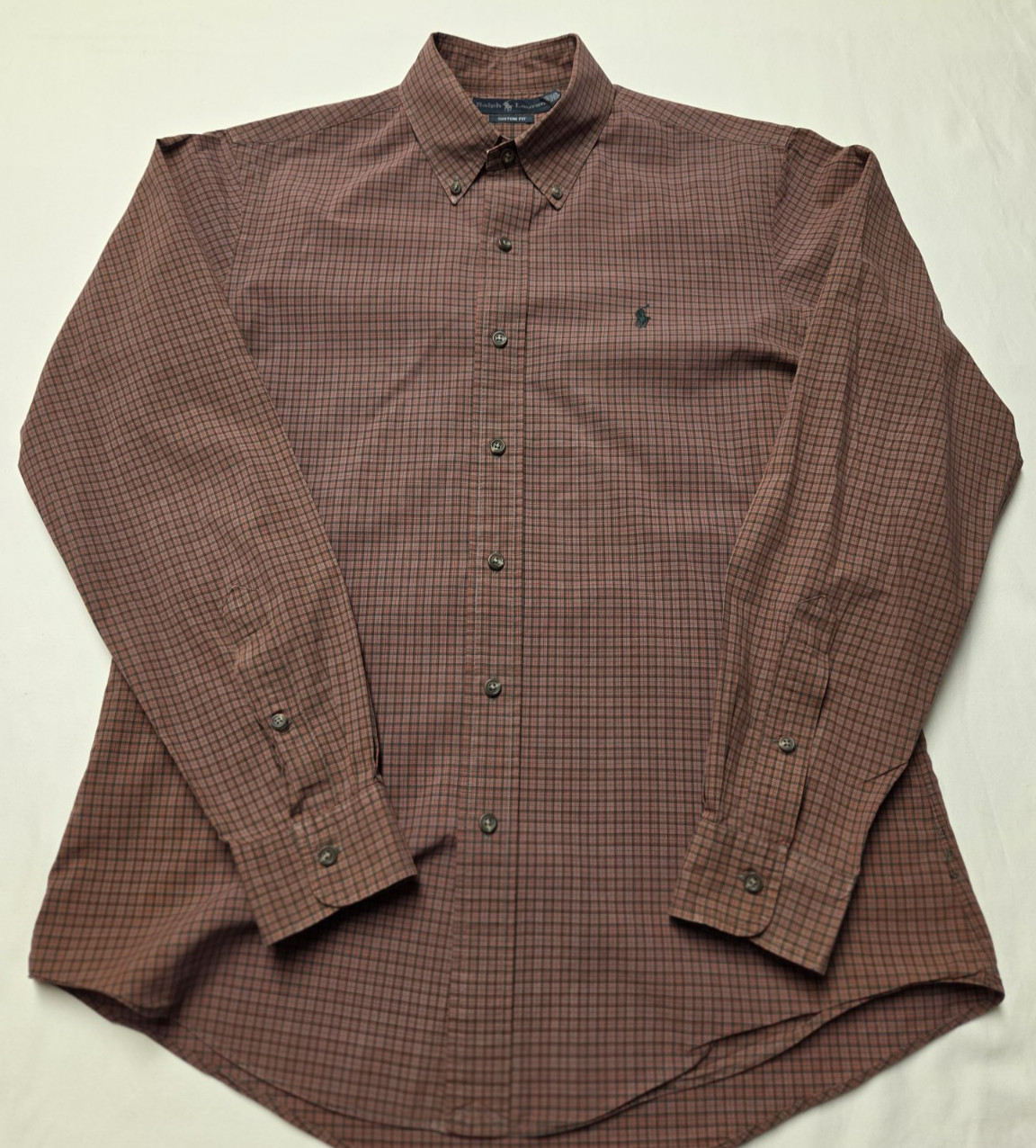 Ralph Lauren Shirt Mens SizeM Pony Logo Long Sleeve Button Up Custom Fit Red