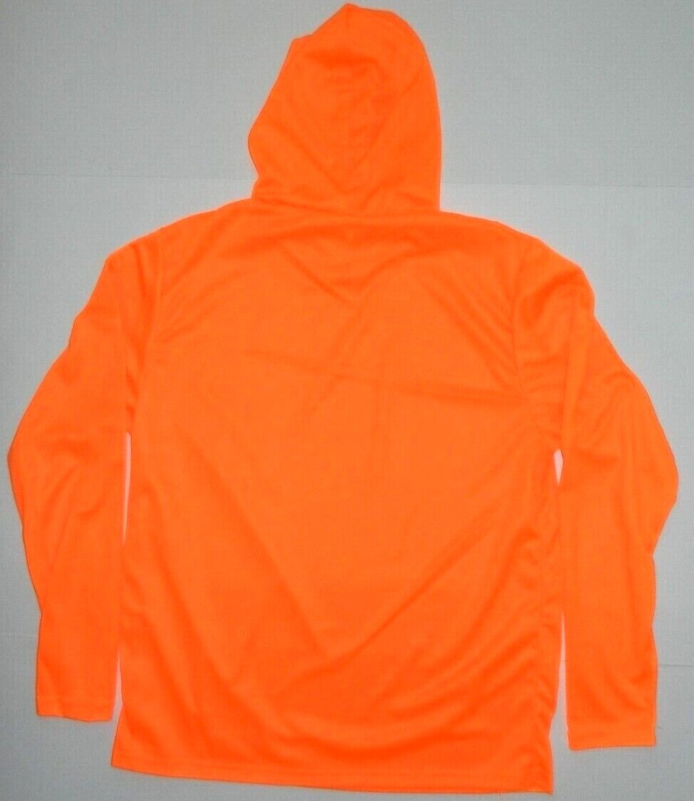 Safety Neon Orange Long Sleeve Hoodie T Shirt Polyester Tee Birdeye Mesh New