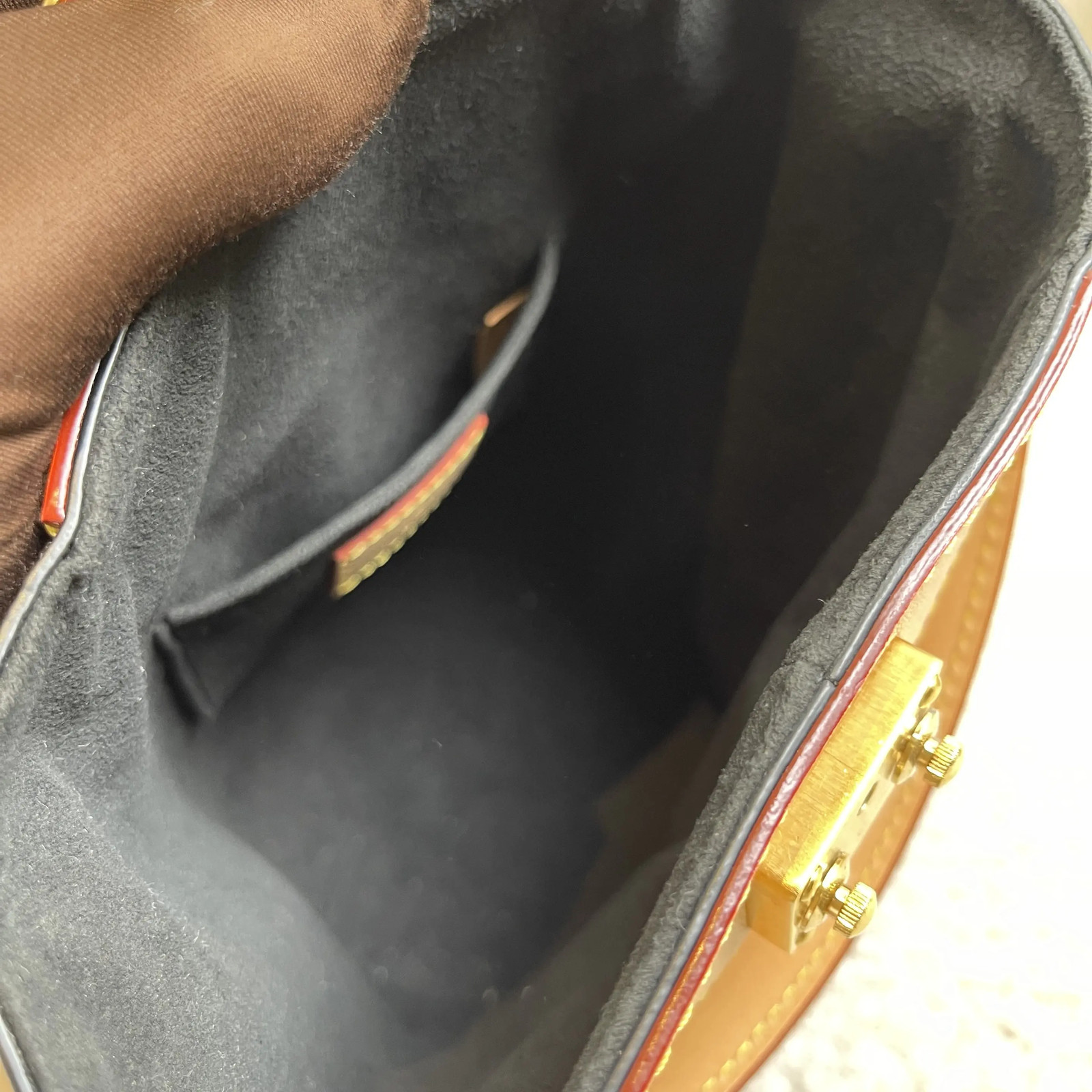 Louis Vuitton Duffle Monogram Bag Brown Leather Strap