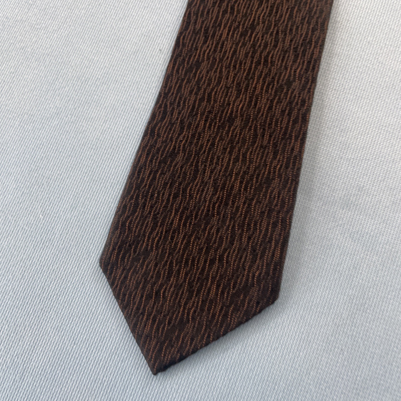 Vtg 50s 60s Tie Beau Brummel Atomic MCM Deco Medallion Brown Slim Necktie 2×53