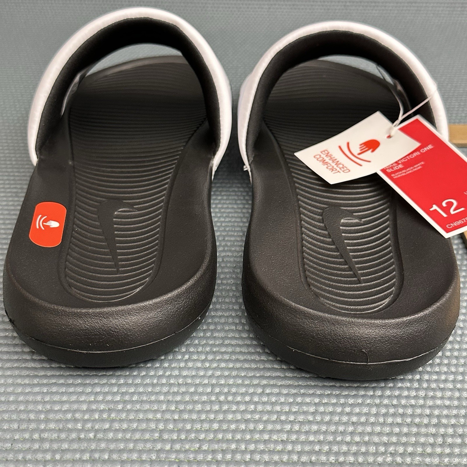 Nike Victori One Slide CN9675-005 Black White Men’s 12 Sandals Slides New NIB