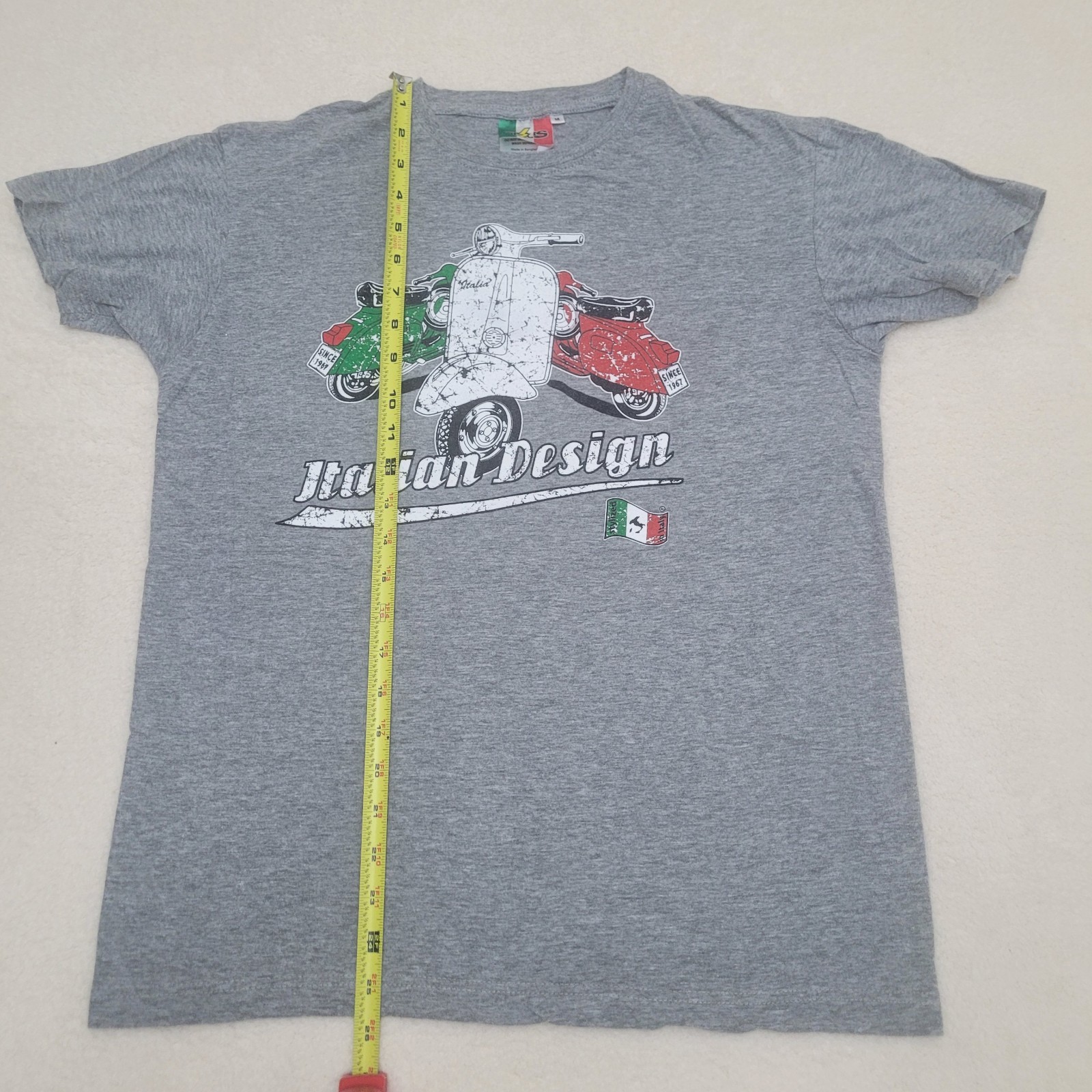 Italian Design Medium Vespa Scooter T-Shirt Zesus Firenze Stylized In Italy