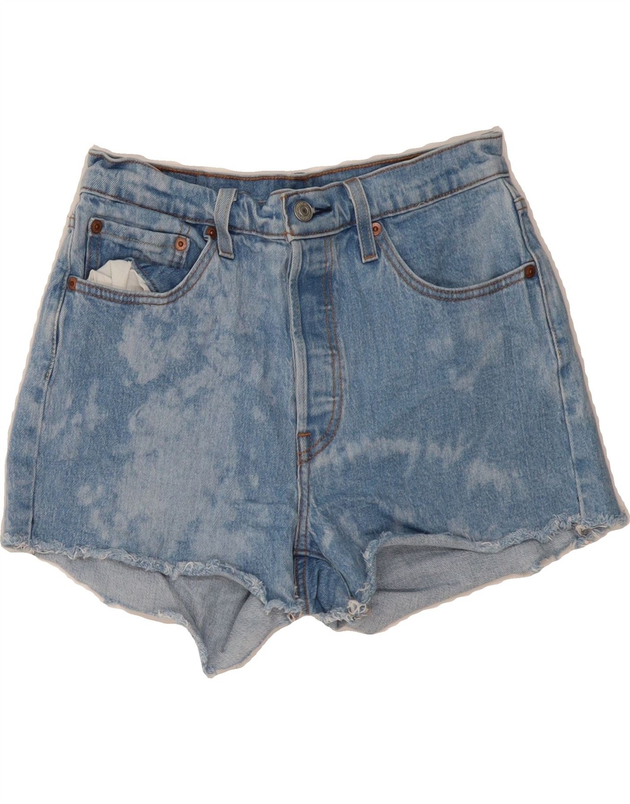 LEVI’S Womens 501 Acid Wash Denim Shorts W28 Medium Blue Cotton DT34