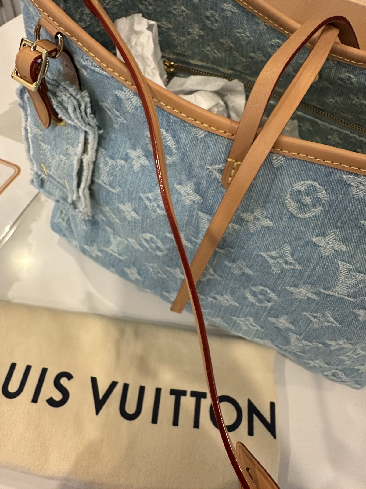 Louis Vuitton Monogram Denim CarryAll PM Sky Blue Limited Edition with Pochette
