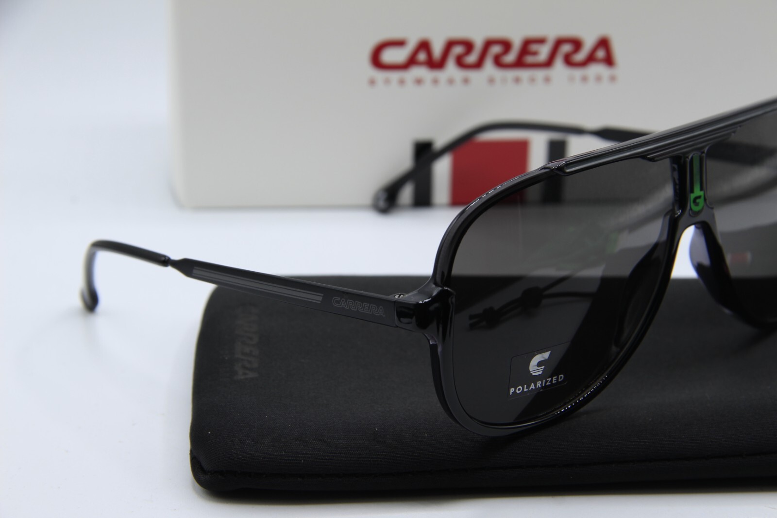 NEW CARRERA 1059/S 08AM9 POLARIZED BLACK AUTHENTIC SUNGLASSES W/CASE 64-11