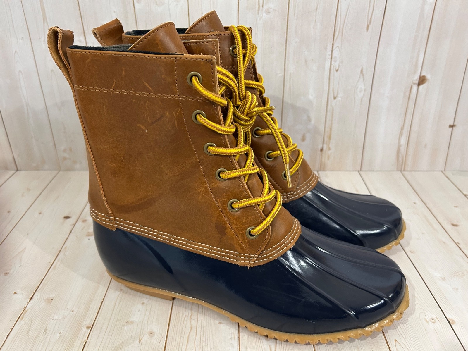 GH Bass Women Bernice Duck Boot Leather Waterproof Snow Rain Sz 10M Blue Brown