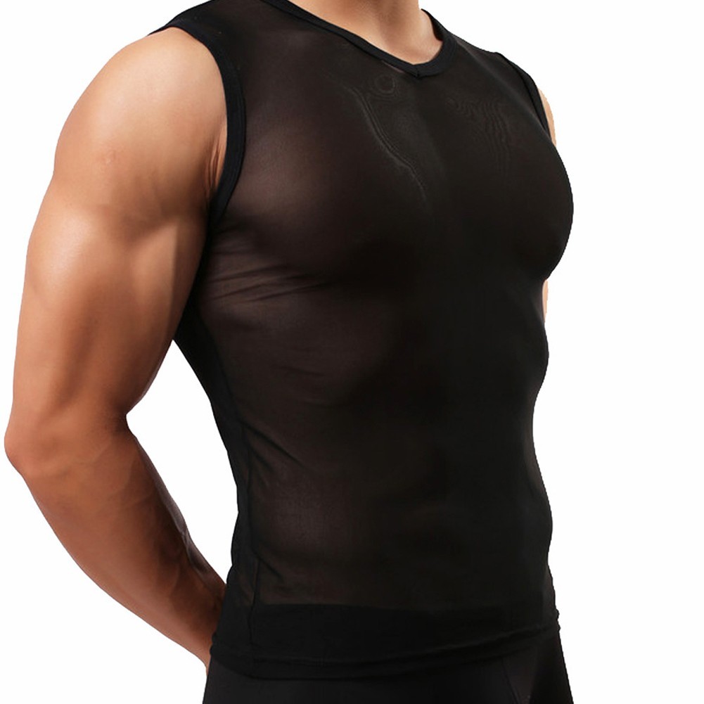 T-Shir Vest Basic Design Basic Tee Beach Clubwear Fishnet T-Shirt Running