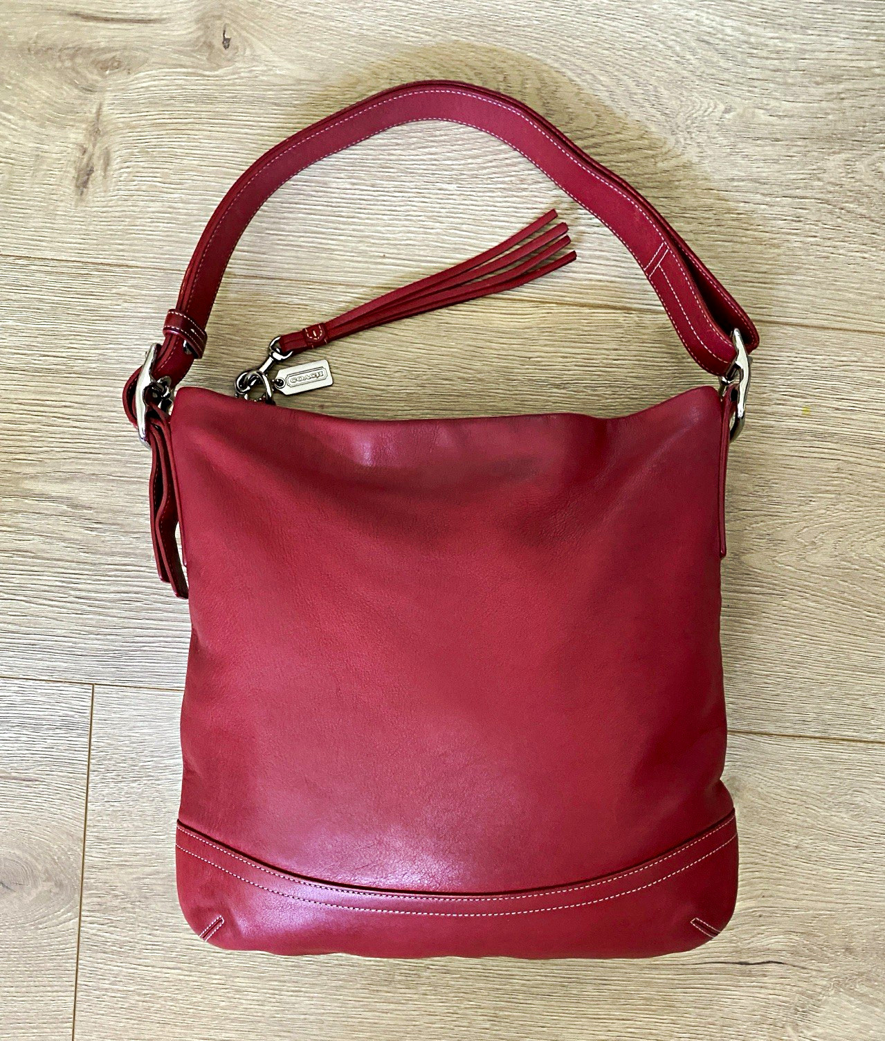Coach Soho Red Leather Hobo Shoulder Bag Purse | Genuine Leather