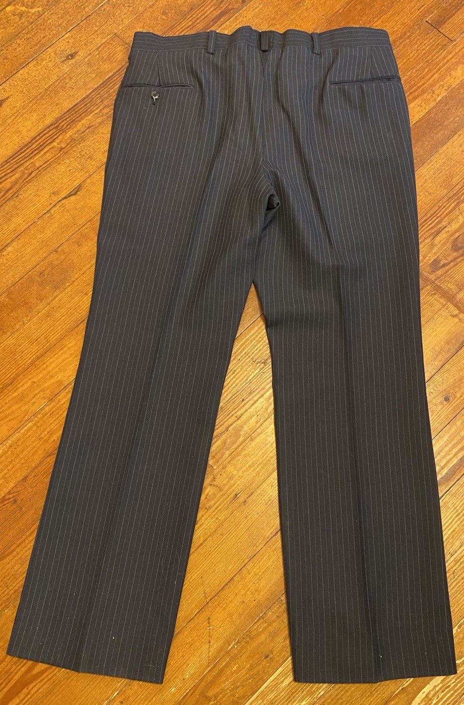 VTG Haspel Kenner 3 Pc Disco Blazer Pants 37X31 Vest Blue Stripe Linen Suit 40R