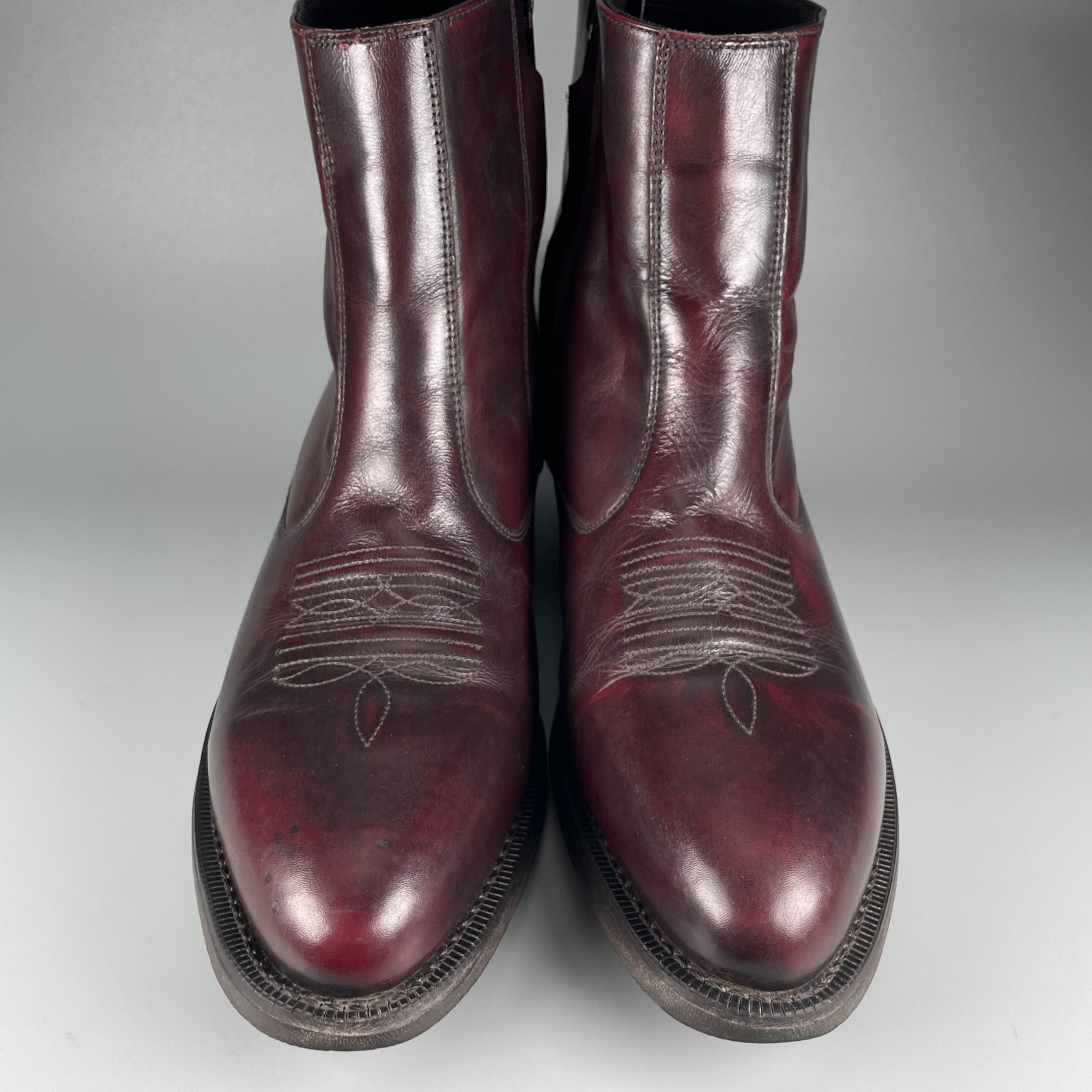 Laredo Fletcher Men’s 13 D Cherry Leather Side Zipper Western Ankle Chukka Boot