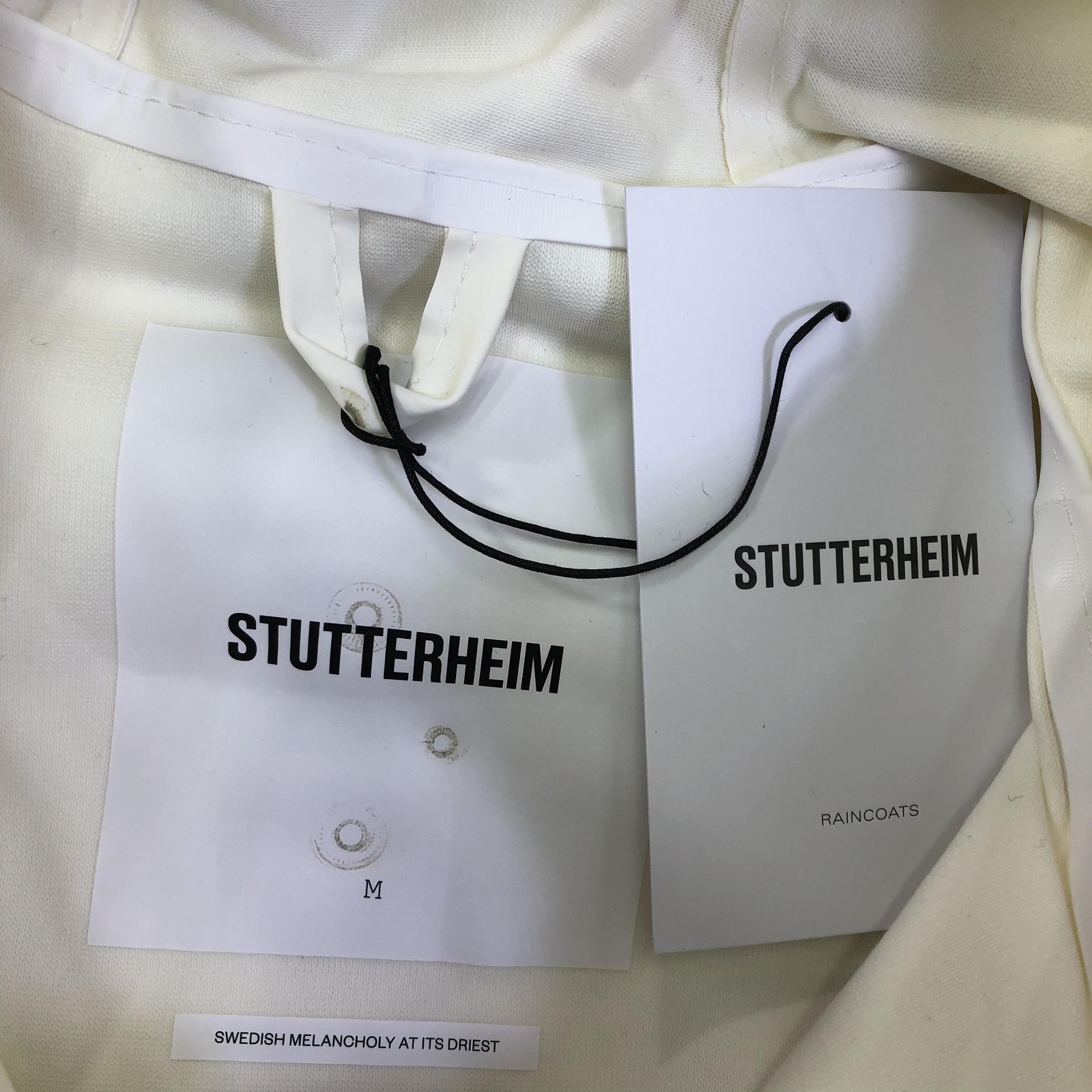 Stutterheim Coat Mens Medium White Stockholm Hooded Rain Waterproof Rubberized