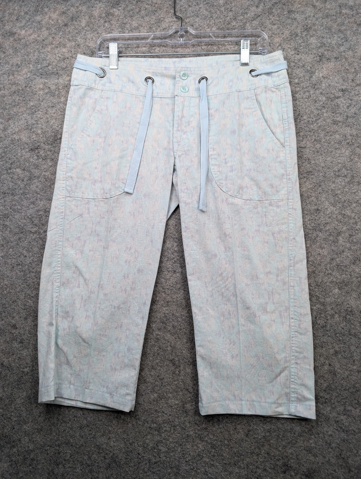 Freedom Trail By Kyodan Pants Women Small Blue Capri Low Rise Linen Cotton Blend