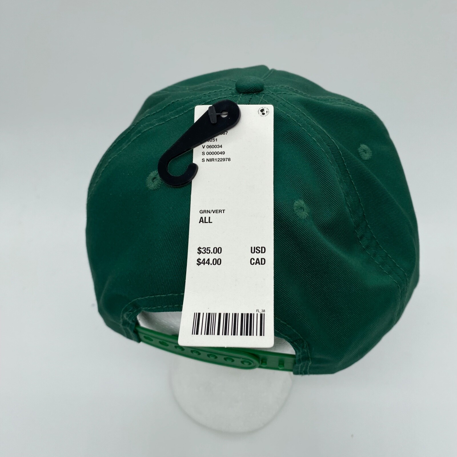 Nirvana Rope Trim Snapback Hat Cap Solid Green Adjustable One Size Mens