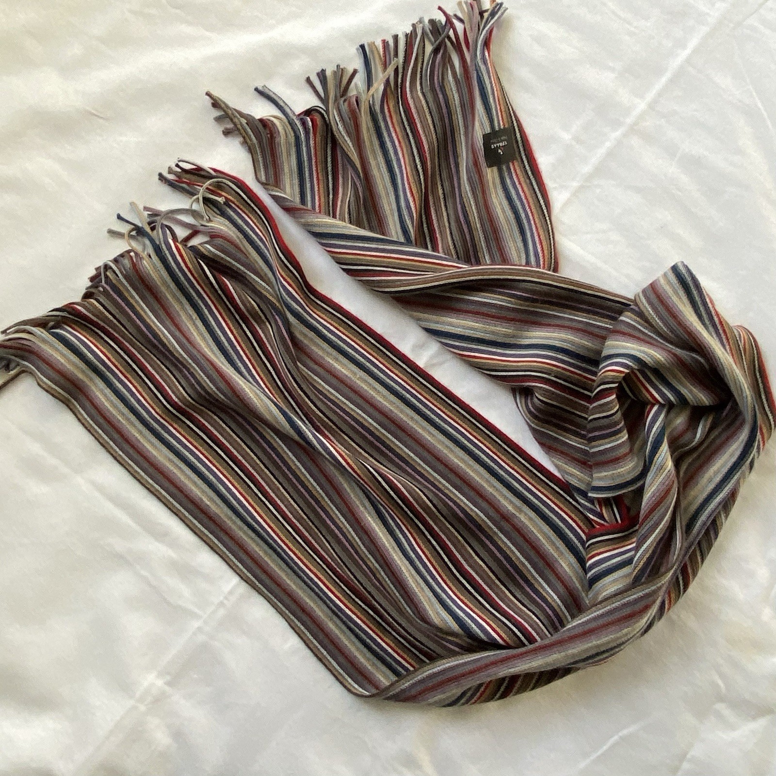 FRAAS Scarf Striped Red Gray Beige Teal Purple Black Fringe Soft Men’s Women’s