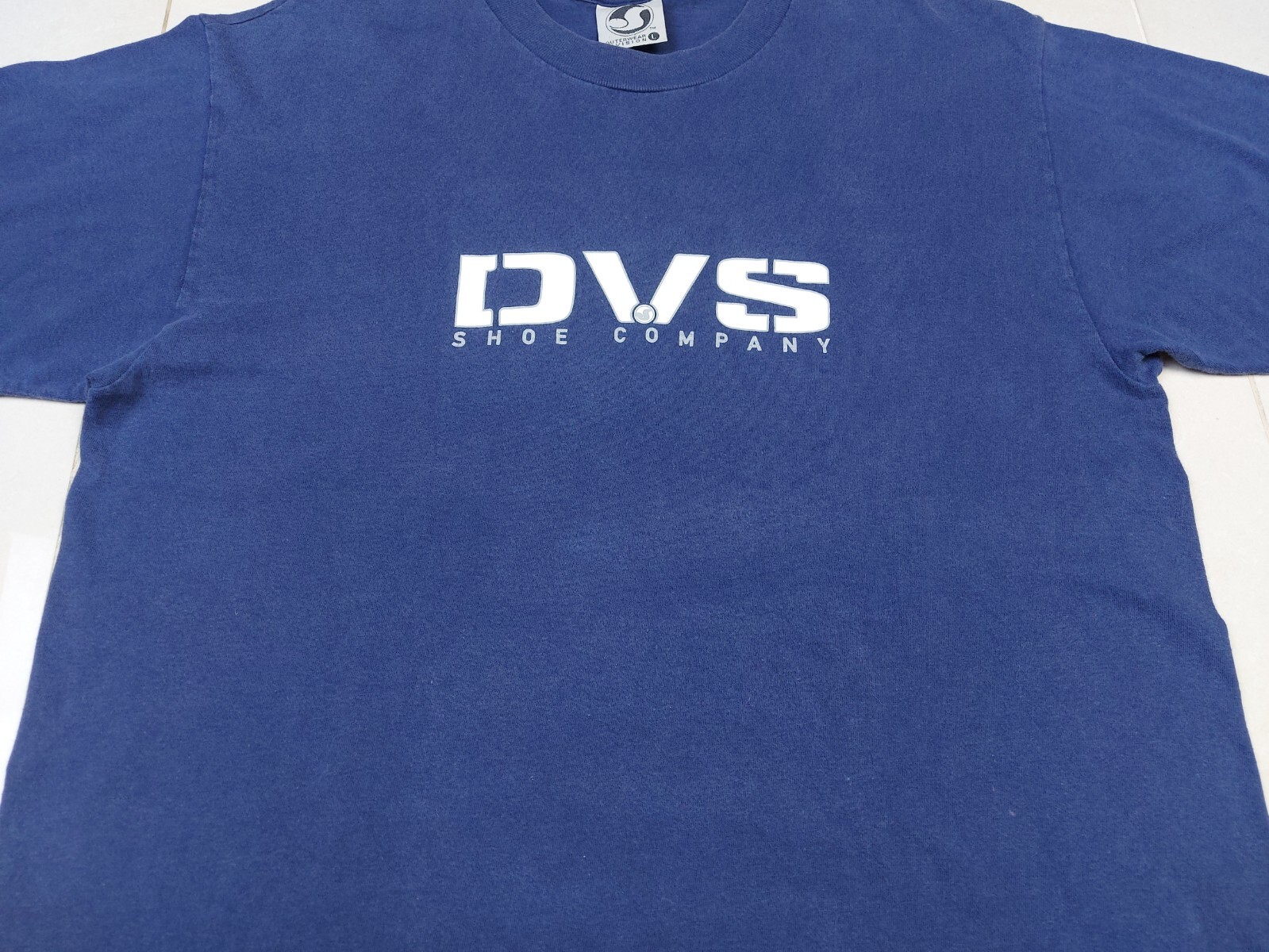 Vintage 90s DVS Shoes Company Skateboard Double-Sided Blue Navy T-Shirt L/XL