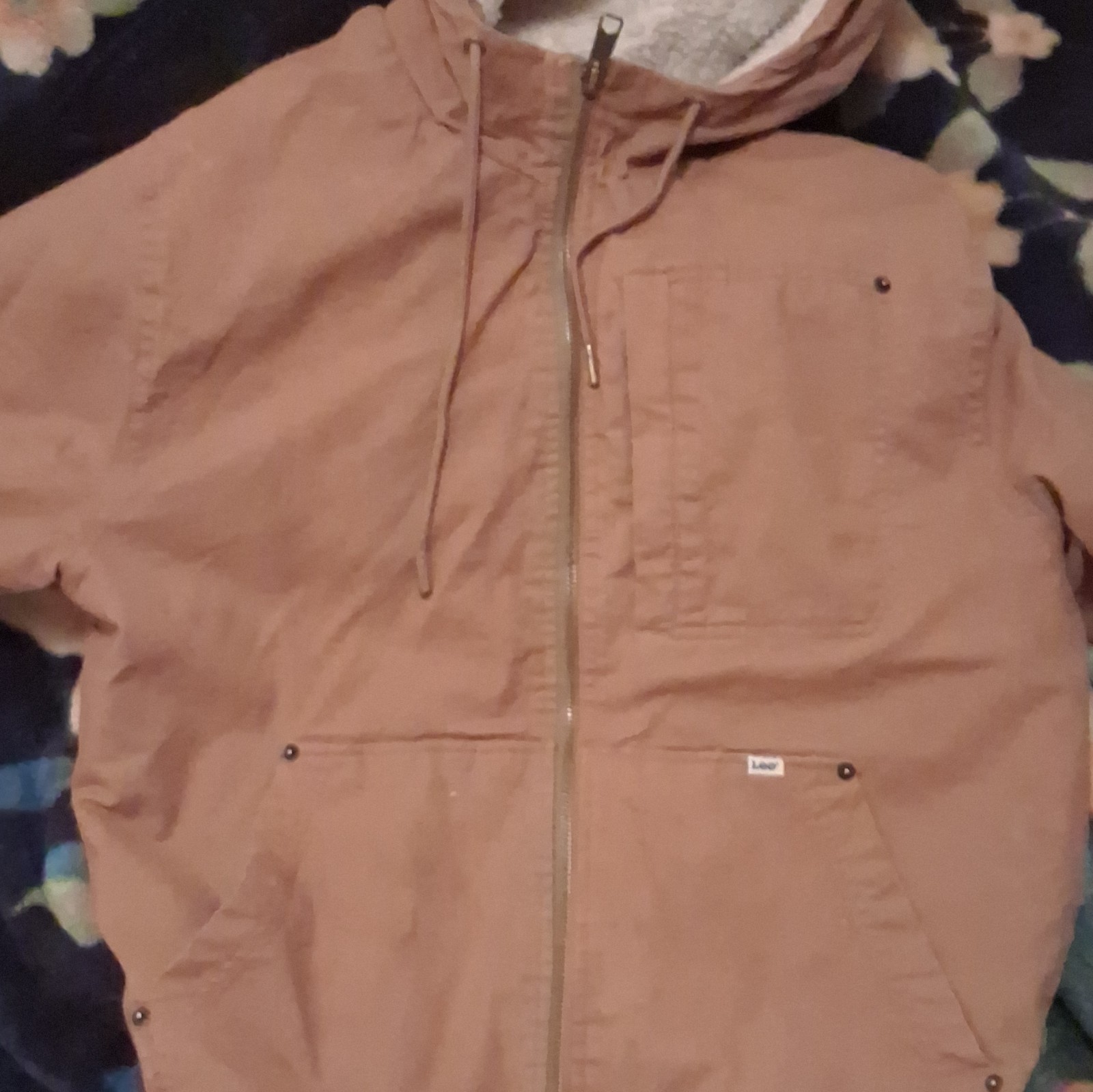 Lee Men’s Brown Hooded Full-Zip Jacket w/ Pockets, Size L Regular Fit