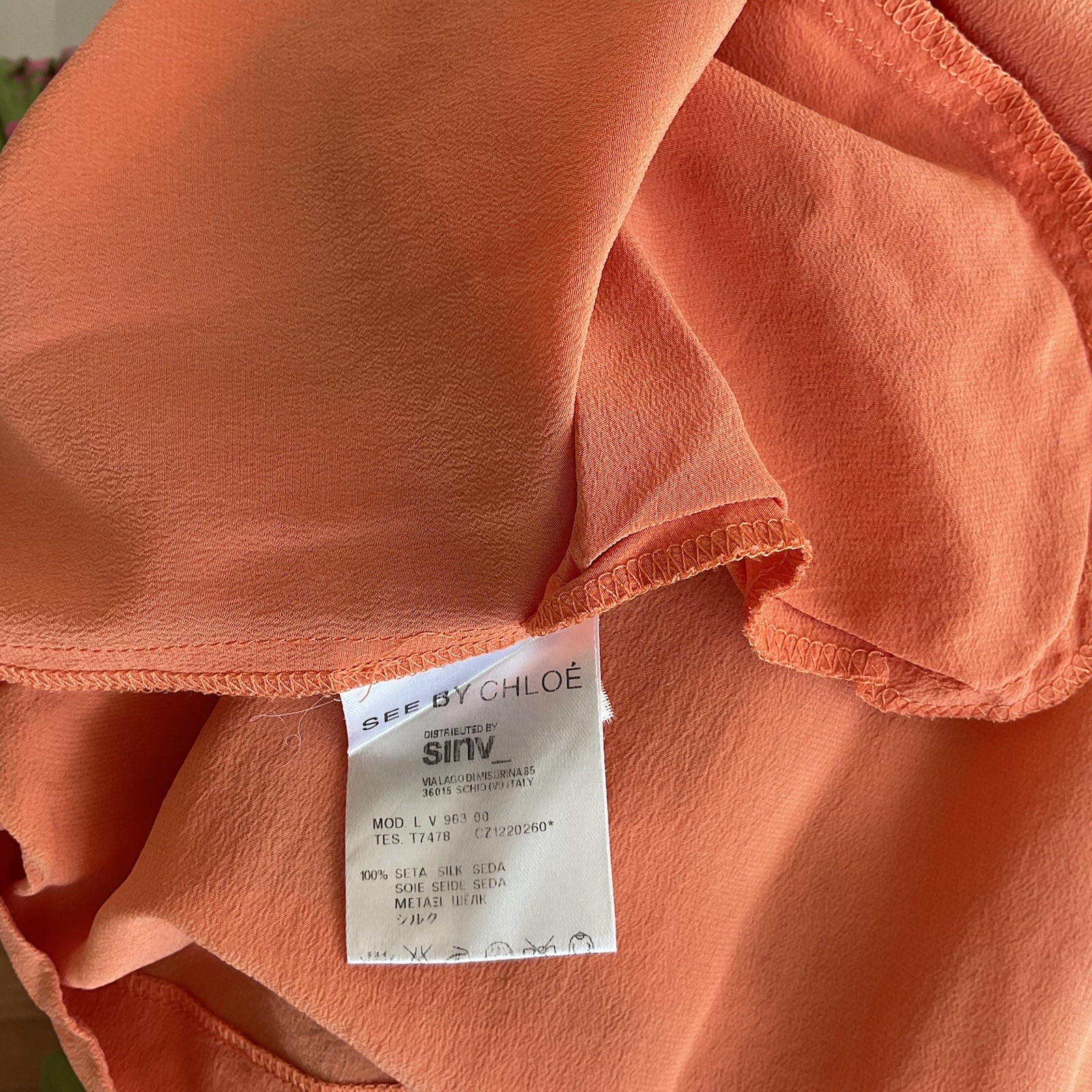 See by Chloe 100% silk orange midi knee length cocktail dress EUR 42 US 6