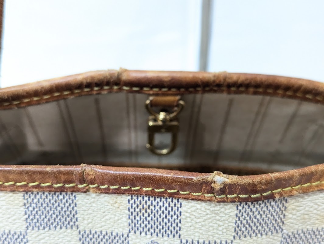 LOUIS VUITTON Damier Azur Neverfull PM Tote Bag White N51110 VI3160 Authentic LV