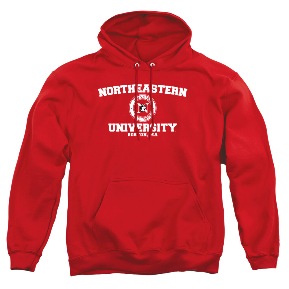 Northeastern University Adult Pullover Hoodie Circle Logo, Red, S-3XL