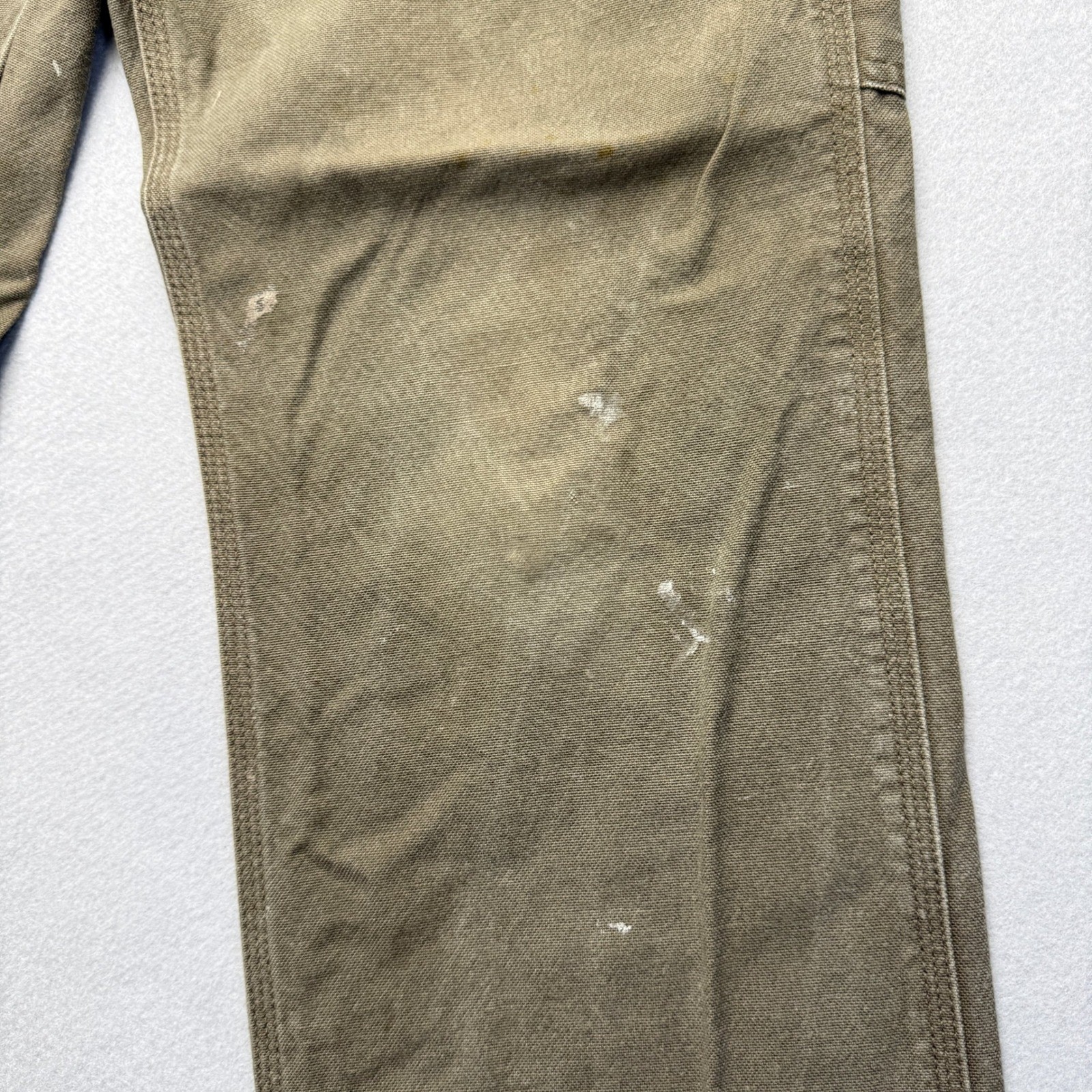 Carhartt Relaxed Fit Carpenter Pants Mens 31×32 Brown Distressed Canvas Workwear