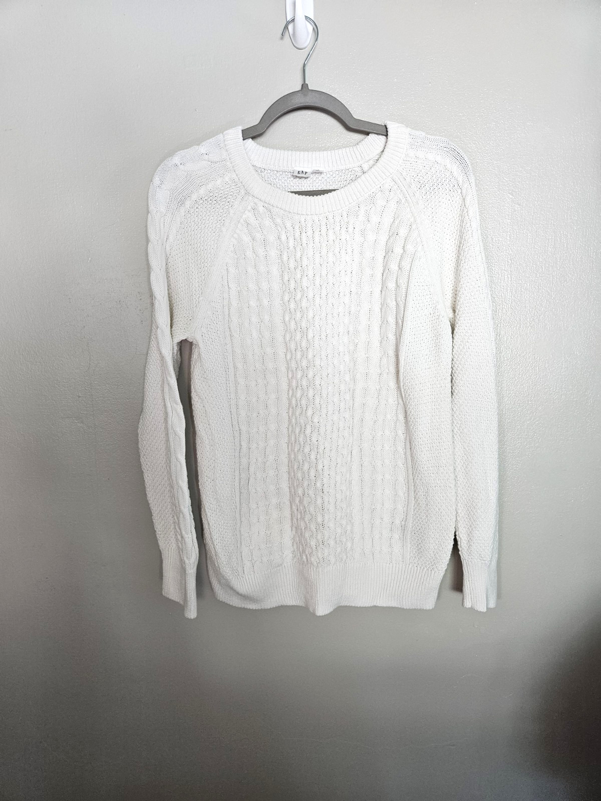 Gap Cable Knit Chunky Fisherman’s Sweater Pullover White Women’s Size Large L