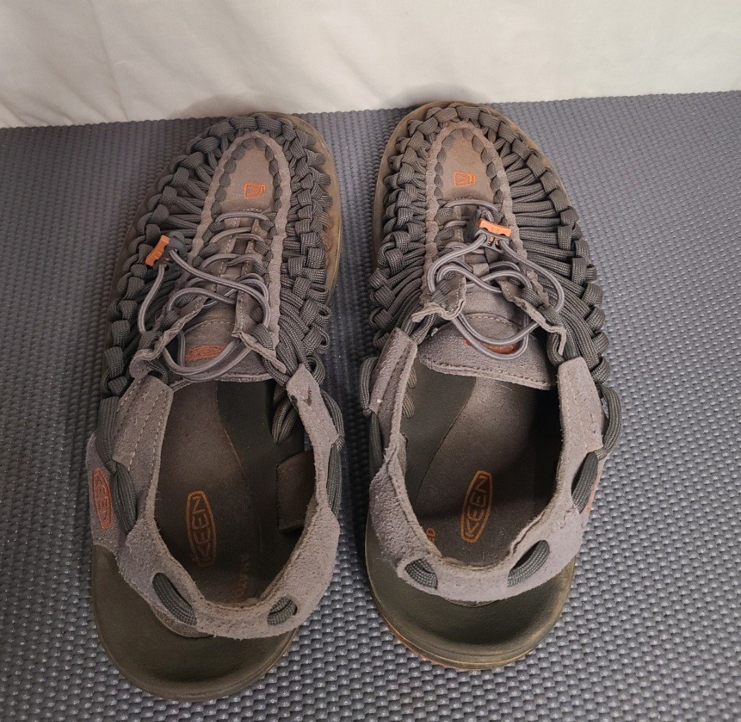 Keen Uneek Grey Orange Cord Sandals Mens 10 1018601 Outdoor Water Shoes