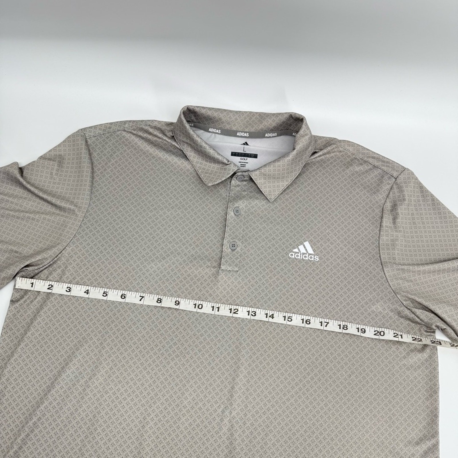 Adidas Men’s Golf Ultimate Gray Dot Print Polo Top Size L