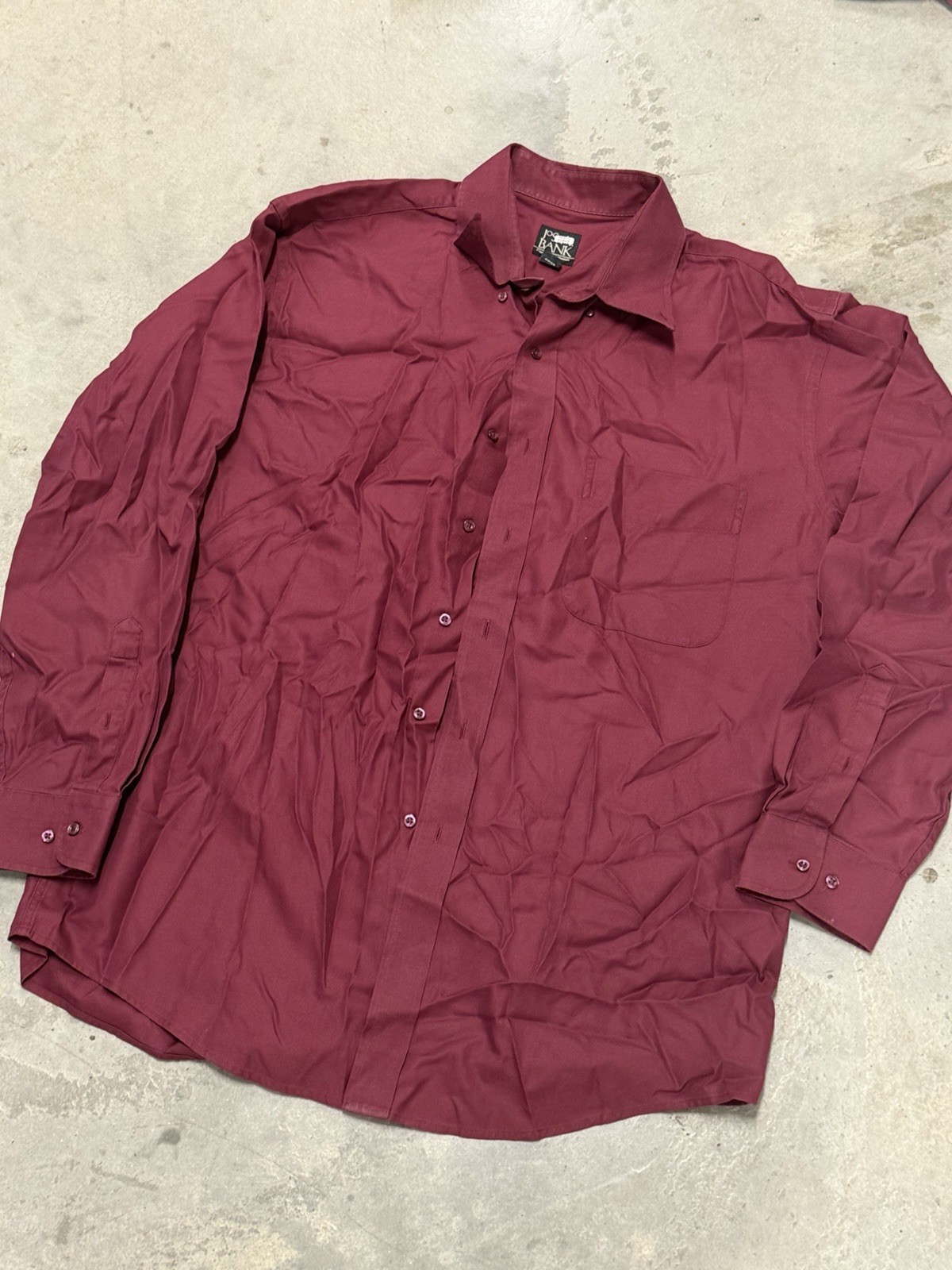 Jos. A. Bank Traveler’s Collection Men’s L Burgundy Solid Cotton Shirt Pockets