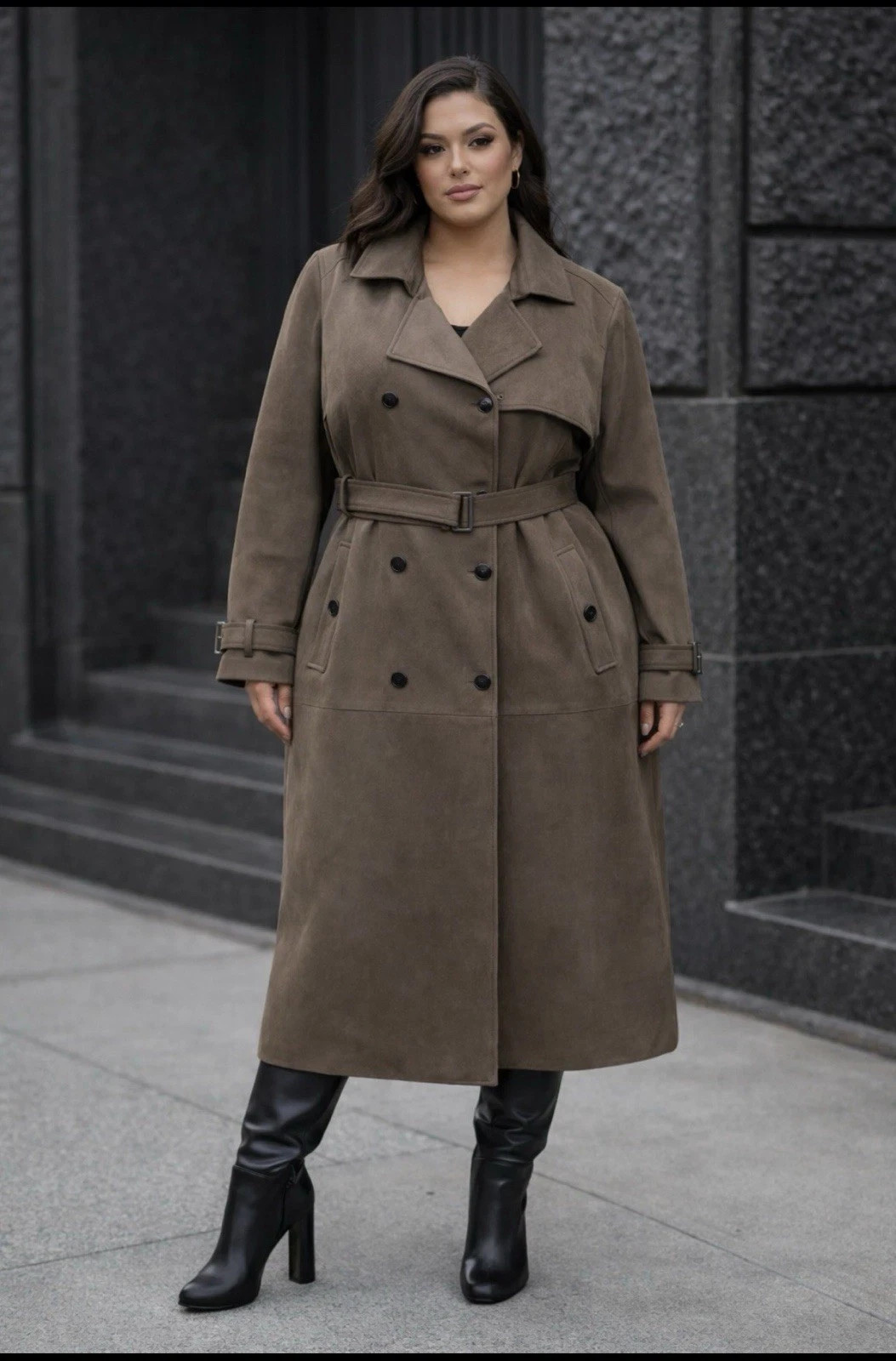 Ashley Graham all seasons Trench Coat popular Brown women Plus fits 5X NWT