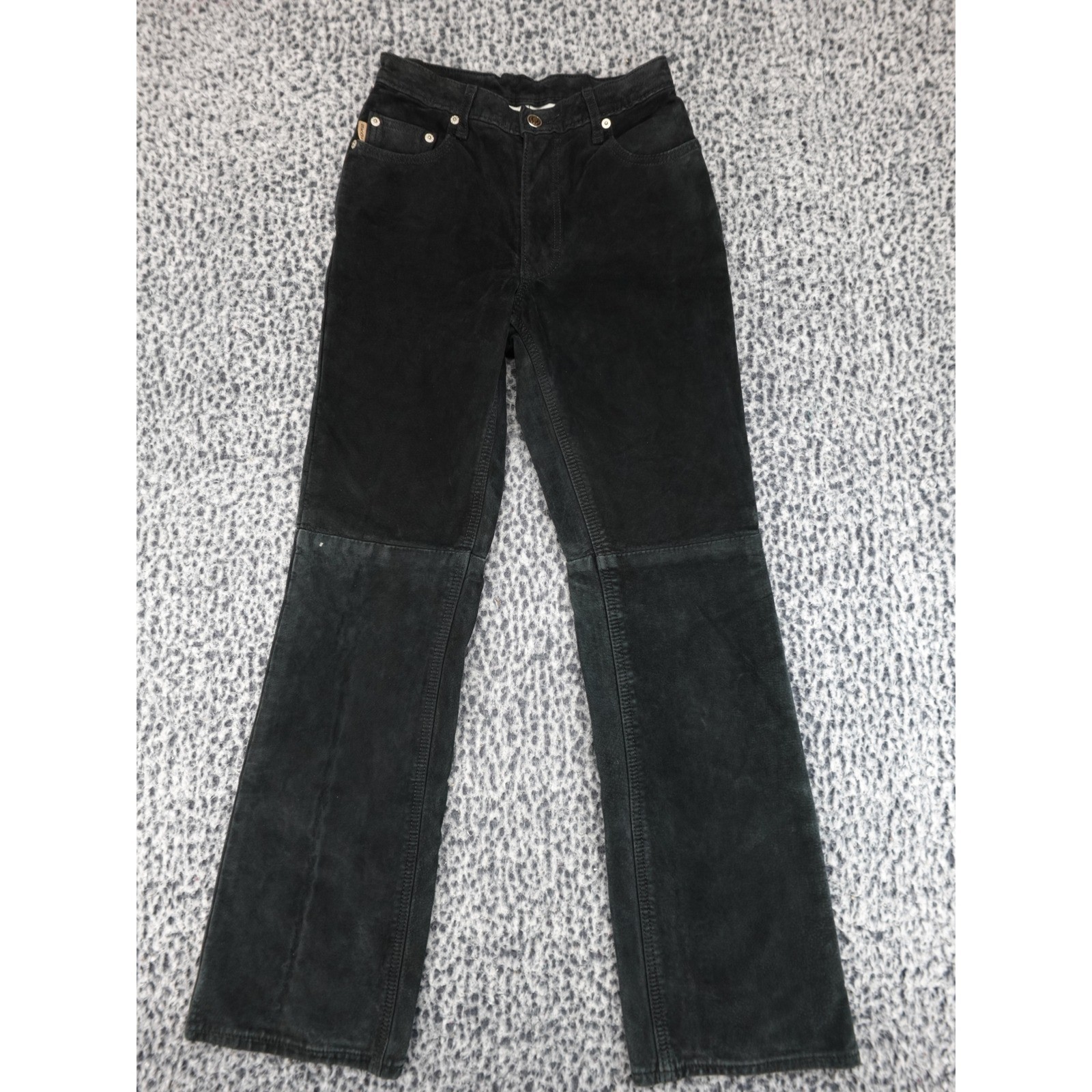 Skot Suede Leather Pants Mens 26×30 Black Straight Leg Western Biker Moto