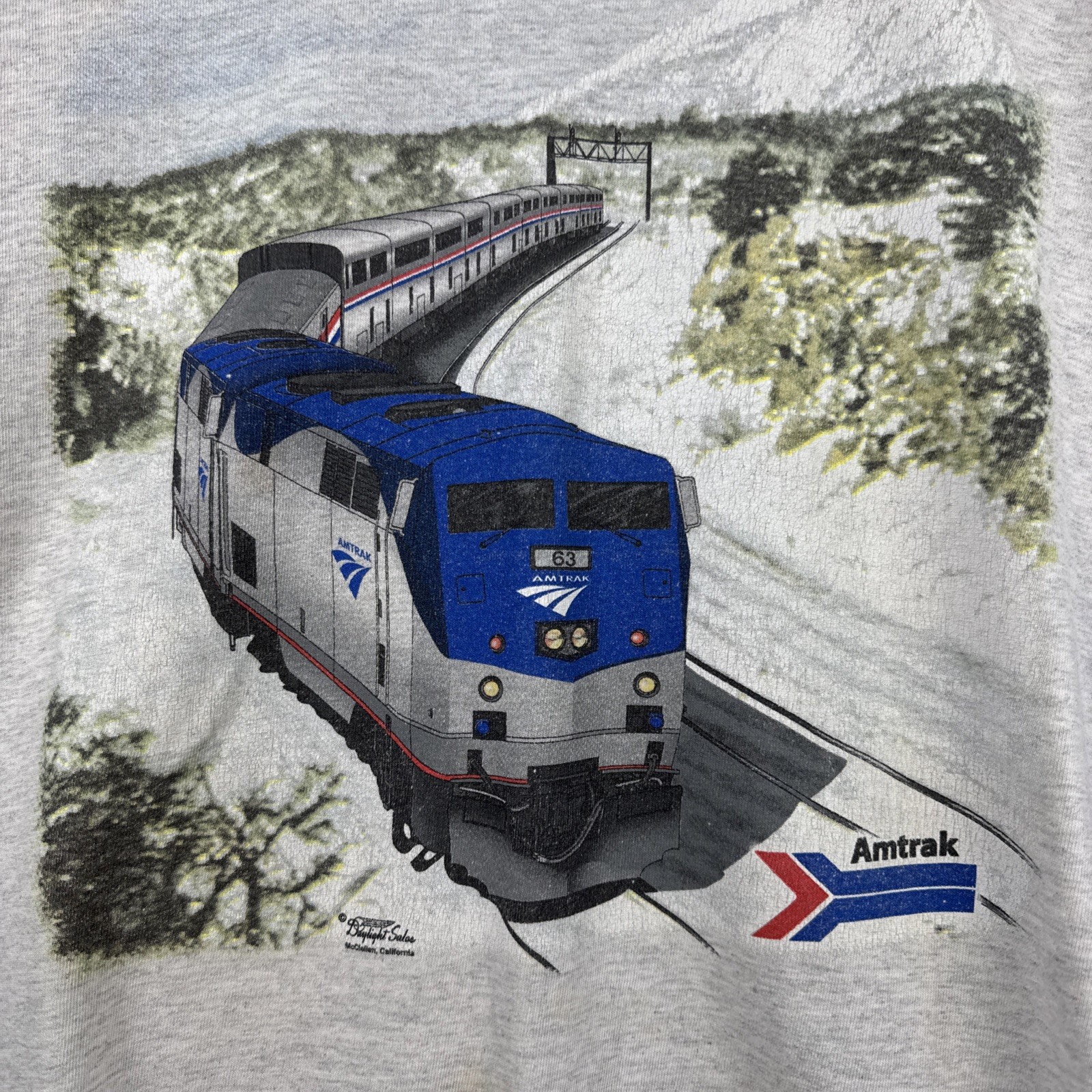 Vintage Amtrak Daylight Sales Train Shirt California USA Sz Large