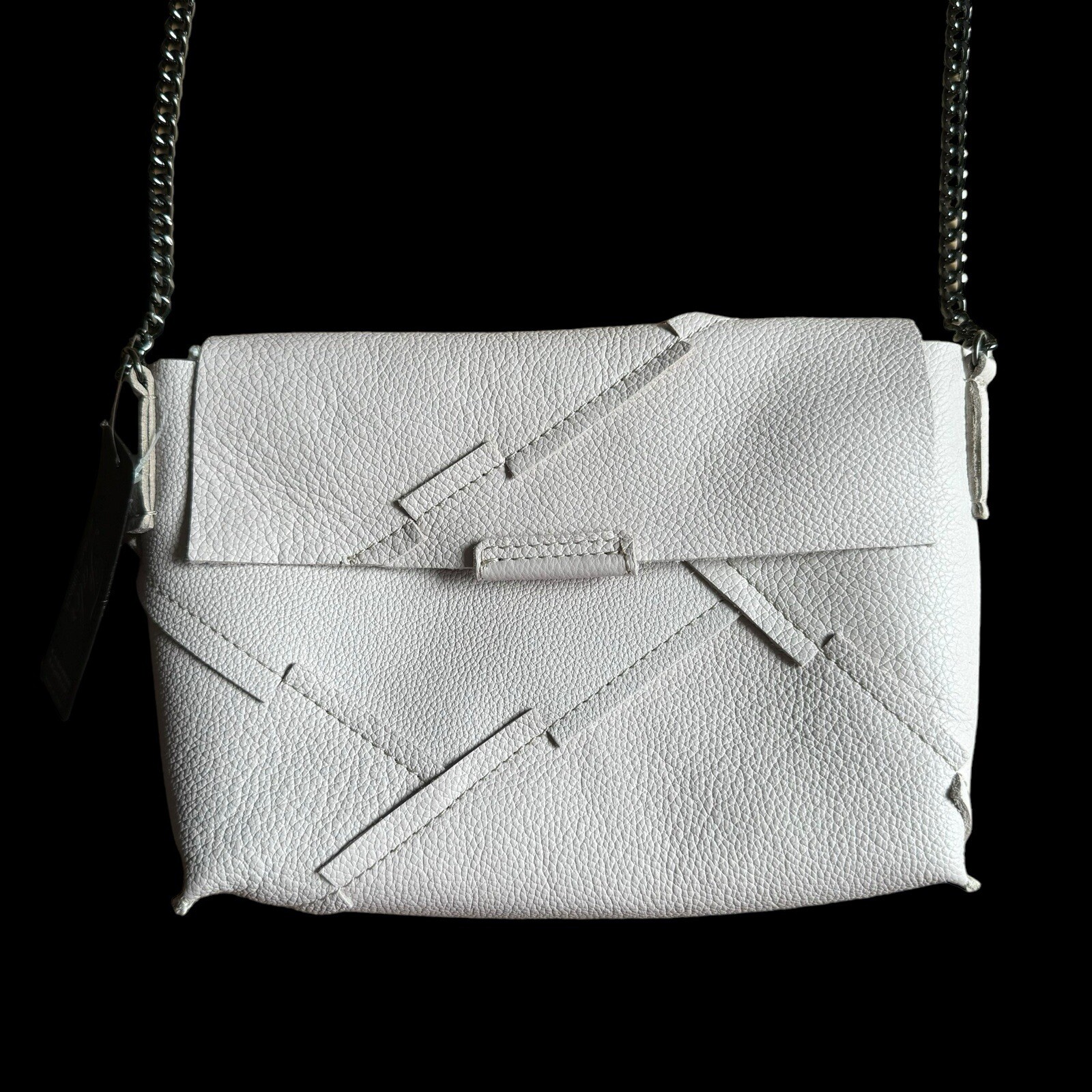 FALOR -Shoulder Bag-chain Strap ITALIAN Leather BEIGE Size Small #BO3 NWT