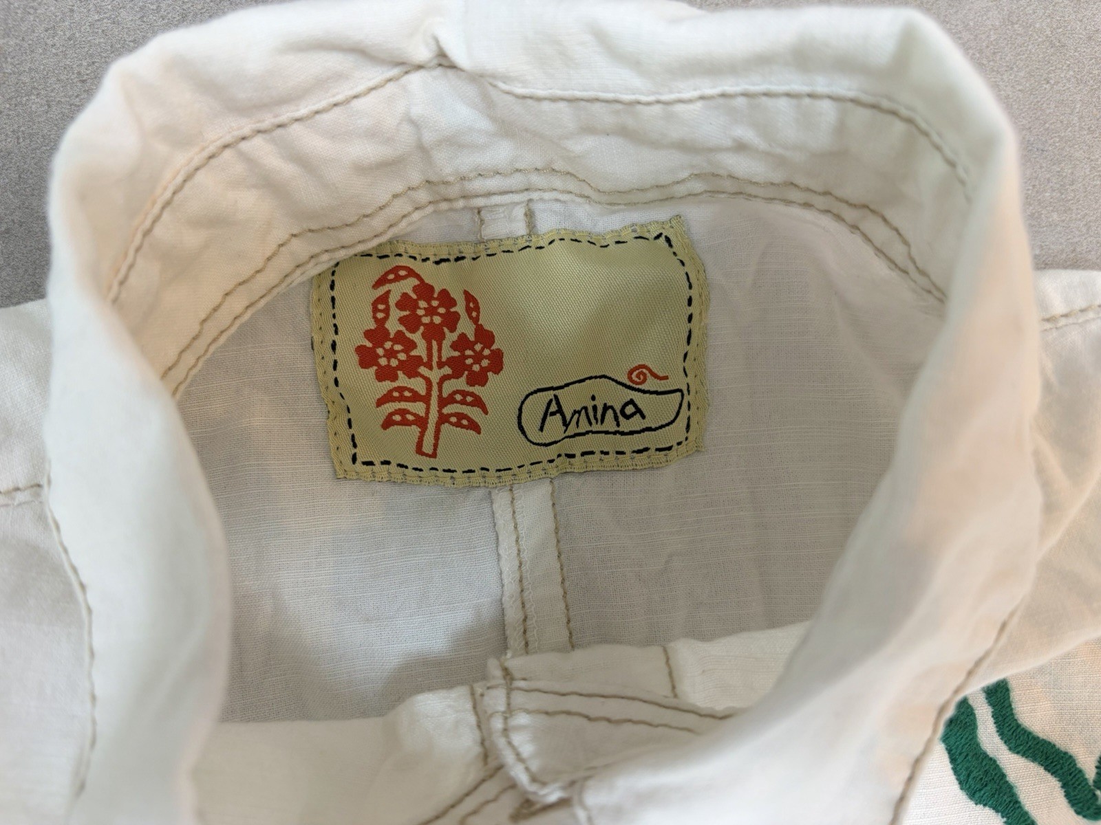Amina Mexico Embroidered Short Sleeve Shirt White Ethnic Folk Cotton Japan