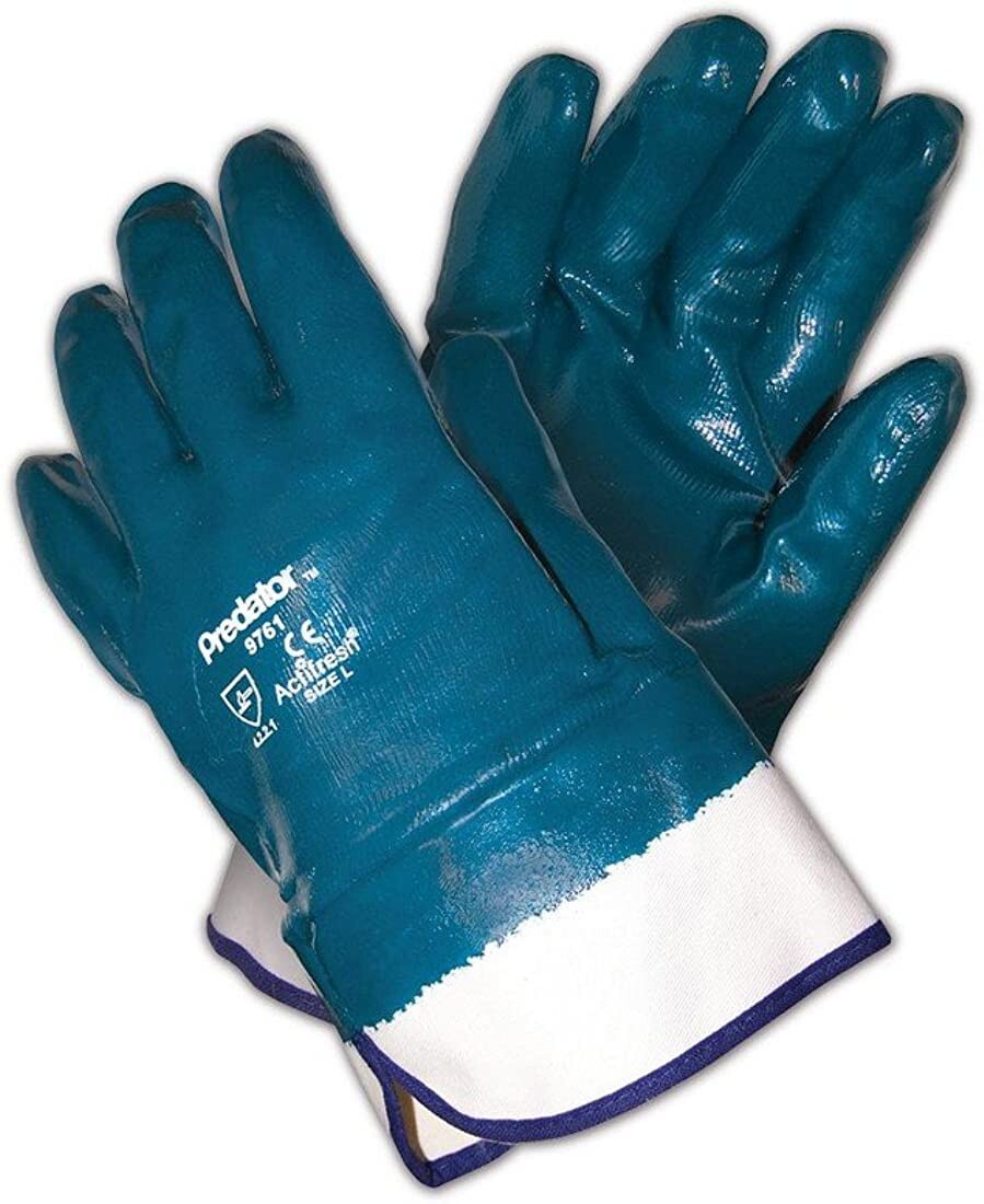 1 PAIR 9761 MCR Predator Series Fully Coated Smooth Nitrile Work Gloves LARGE