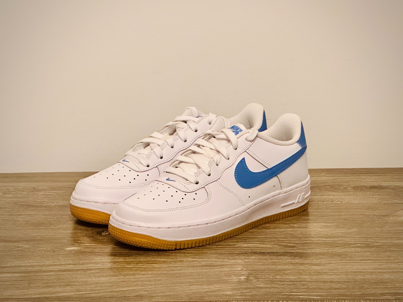 Nike Air Force 1 White/Blue Beyond/Gum – Size 5.5 Youth / 7 Women