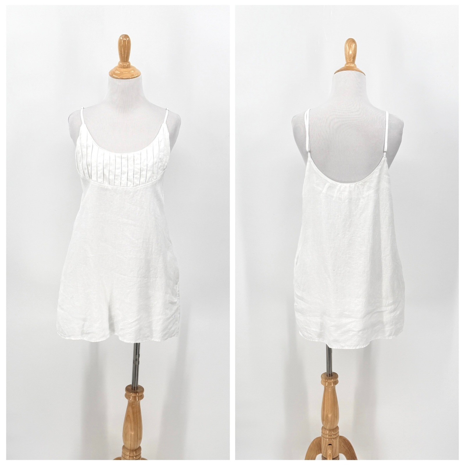 RESET by Jane Linen Mini Dress Womens Medium White Casual Travel Beach Pool