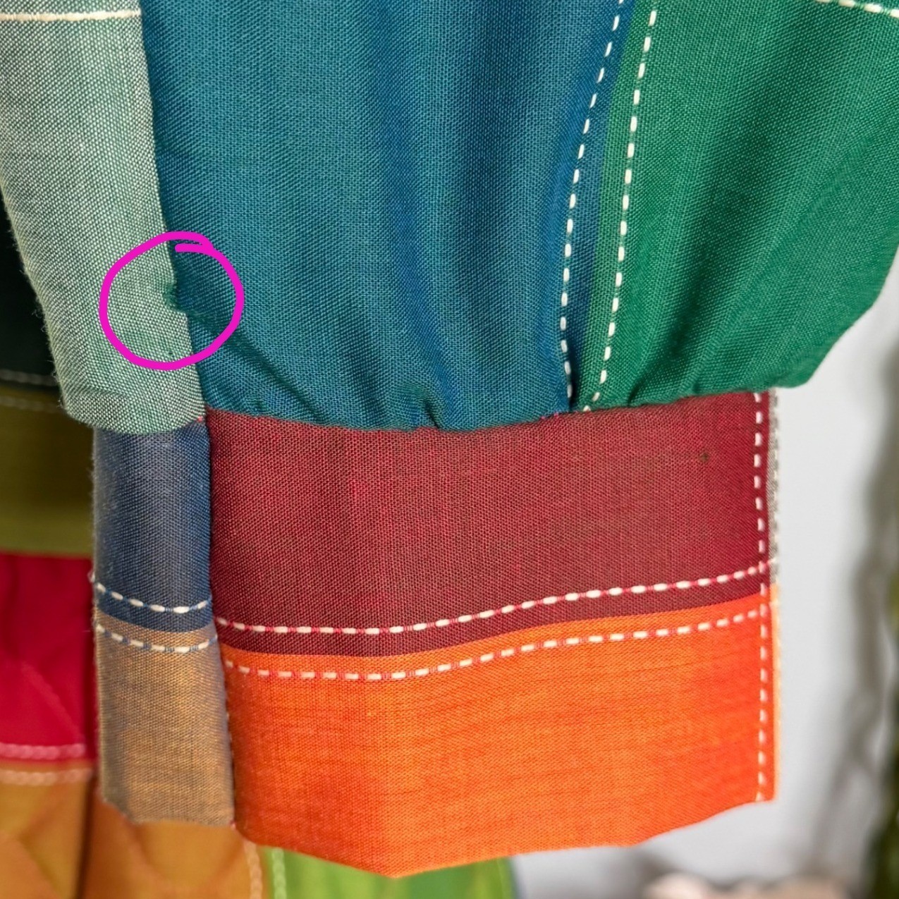 60s/70s Vintage Penneys Loungewear Quilted Rainbow Patchwork Maxi Dress Robe S