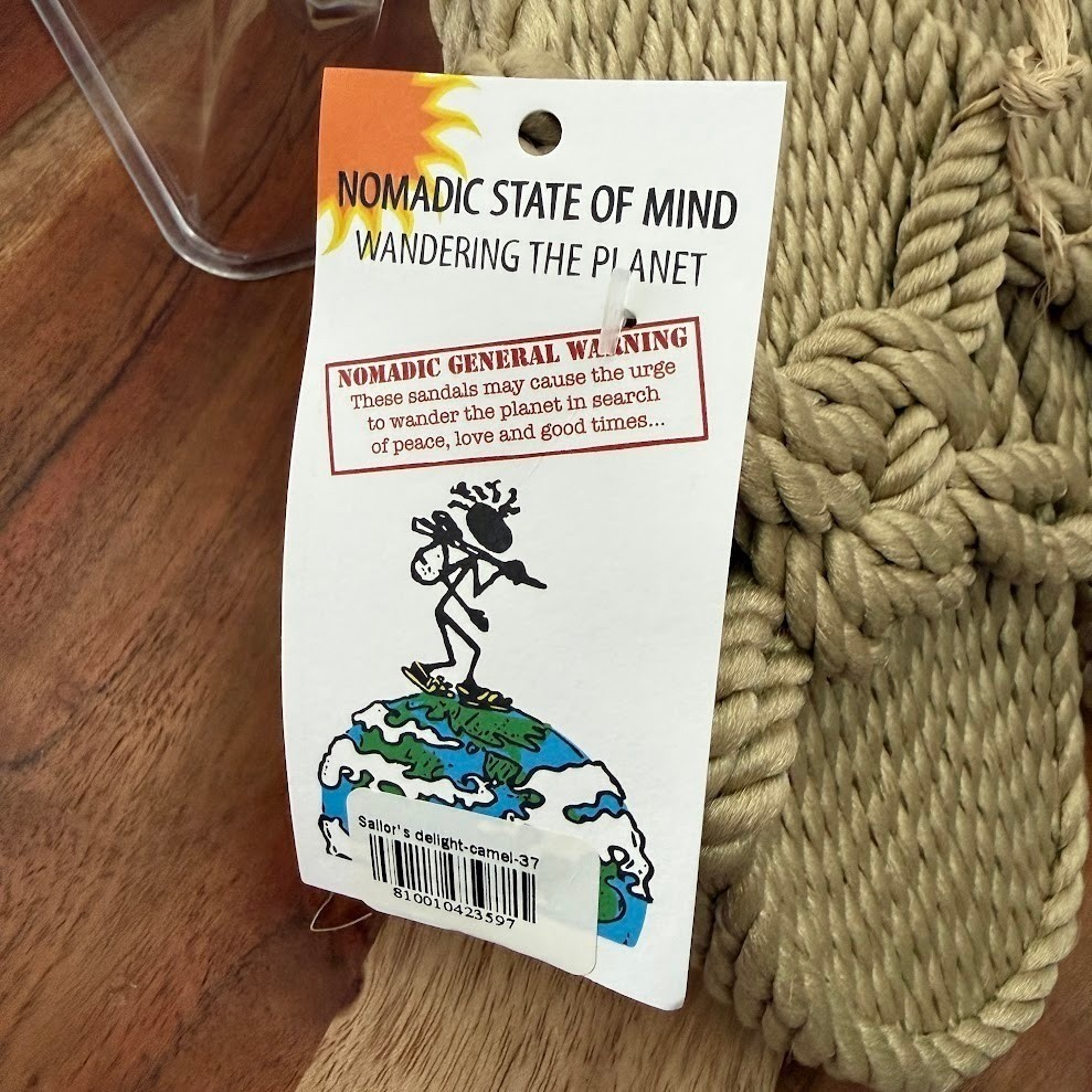 Nomadic State of Mind Womens 7 Sailors Delight Camel Tan Rope Sandals Vegan NEW